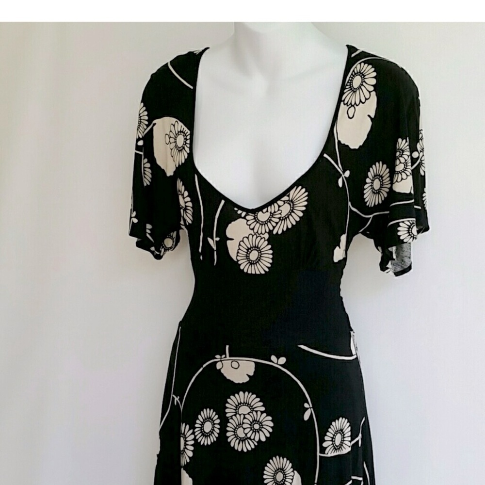 ANTHROPOLOGIE Ric Rac Floral Midi Dress size xs